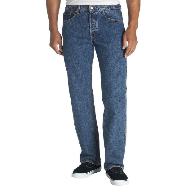 Levi's Mens 501 Straight Leg Jeans Original Fit Medium Wash - Free ...