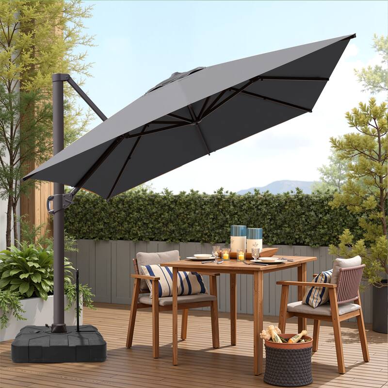VredHom 10 x 13 Ft Outdoor Wind Vent Cantilever Patio Umbrella with Rod Base