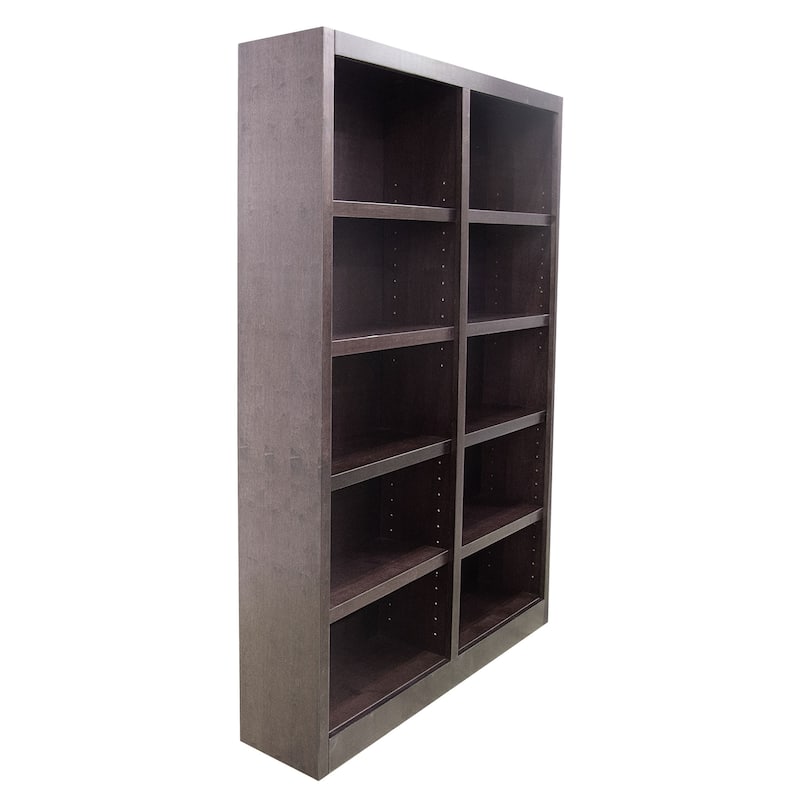 Concepts in Wood Double Wide Wood Bookcase, 10 Shelf, 72 inch Tall