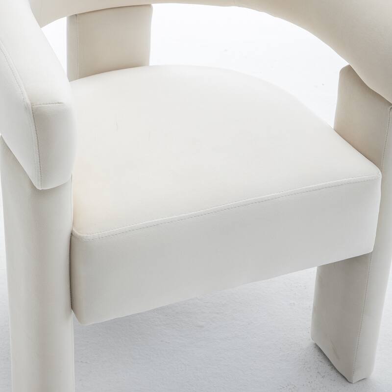 SEYNAR Modern Velvet Accent Chair, Upholstered Barrel Armchair with Curved Back and Thickened Padded Seat