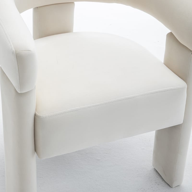 SEYNAR Modern Velvet Accent Chair Set of 2, Upholstered Barrel Armchair with Curved Back and Thickened Padded Seat