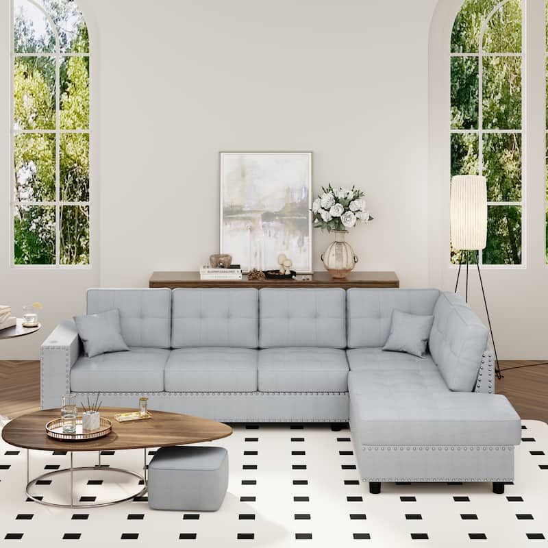 L-Shaped Modular Sectional Sofa with Removable Cushions
