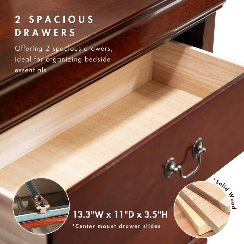 Furniture of America Devi Traditional Solid Wood 3-Piece Bed and 2 Nightstand Bedroom Set