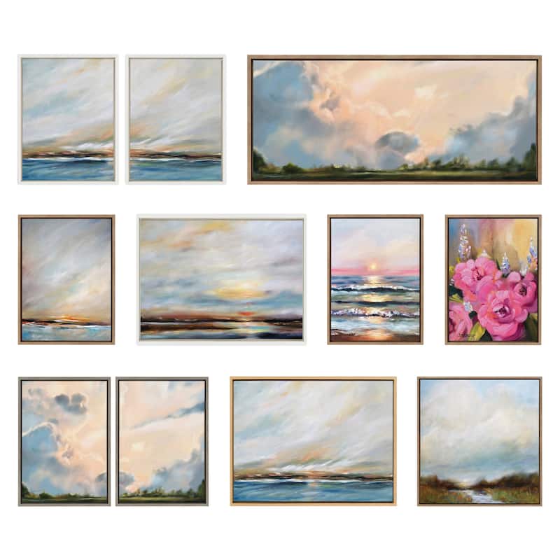 Kate and Laurel Sylvie Clouds Framed Canvas Art Set by Mary Sparrow