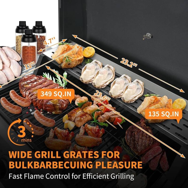 4-Burner Stainless Steel Propane Grill – 34K BTU, 2 Shelves, Wheels, Lid & Bottle Opener – Outdoor/Camping
