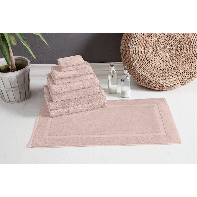 CTT %100 Turkish Cotton Towel Set 8 or 9 Pcs Quick Dry and Absorbent - 9 Piece - Rose