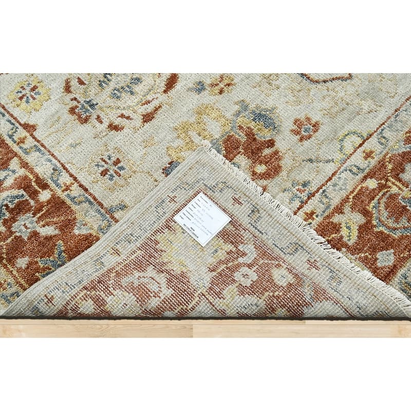 Beige Wool Rug Hand Knotted by LoomBloom Traditional Turkish Oushak - 7' 11'' x 9' 10''