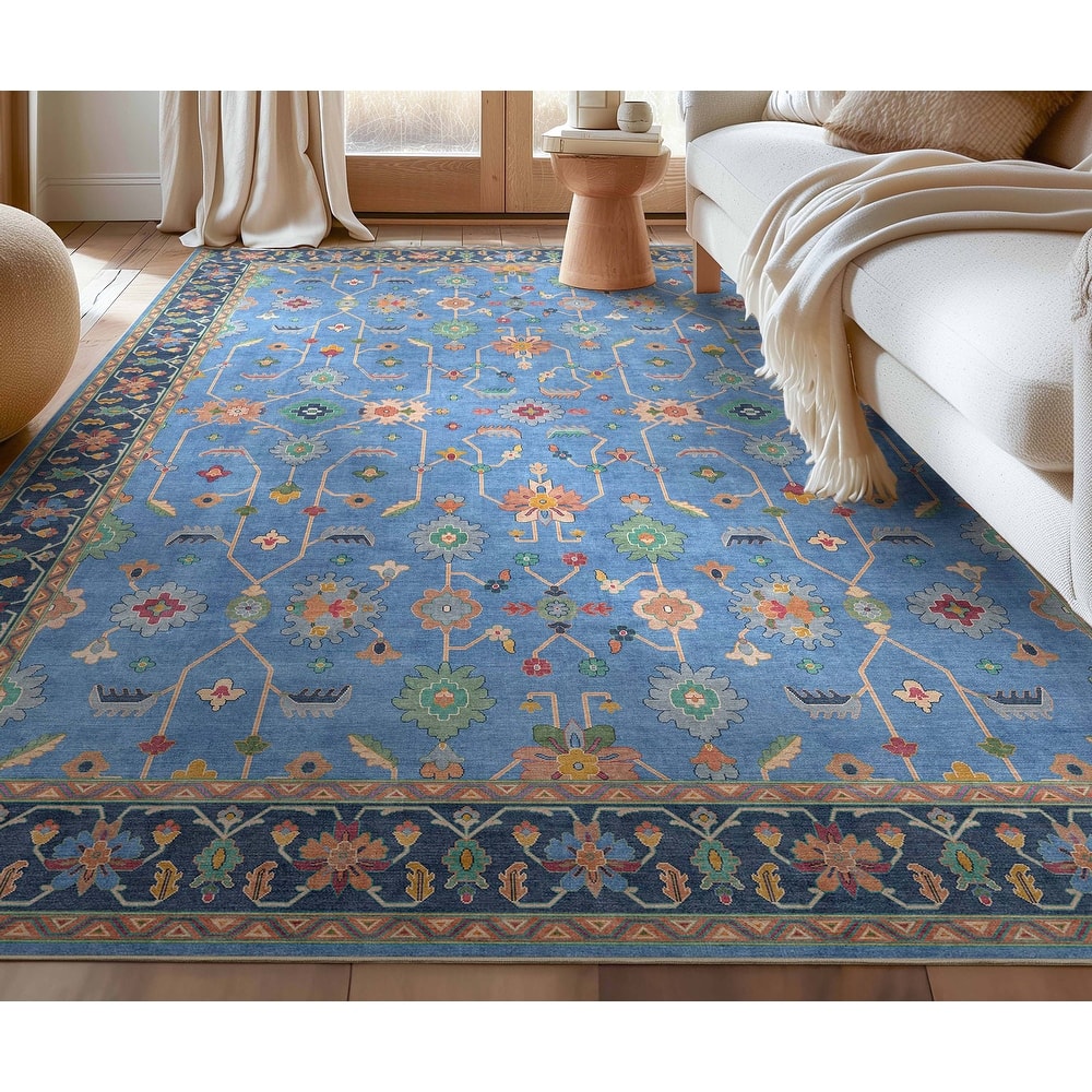 Well Woven Ushak Antalya Floral Modern Vibrant Flat-Weave Area Rug