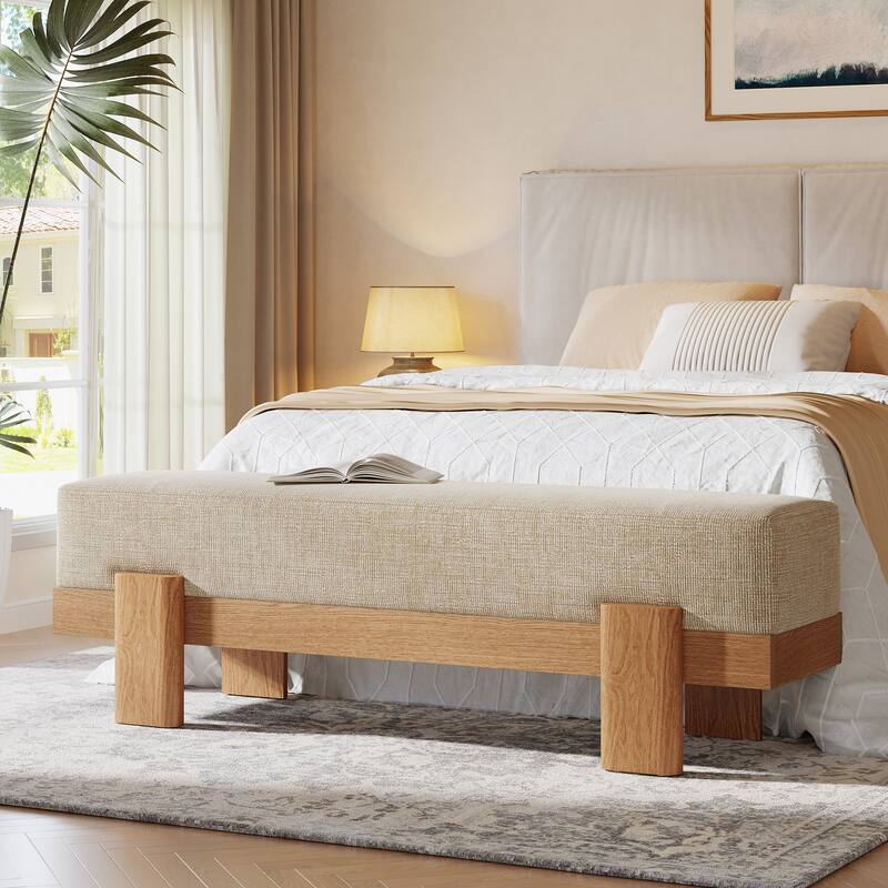 Upholstered Entryway Bench, Modern Shoe Bench, End of Bed Stool Accent Seat for Bedroom, Entrance, Living Room