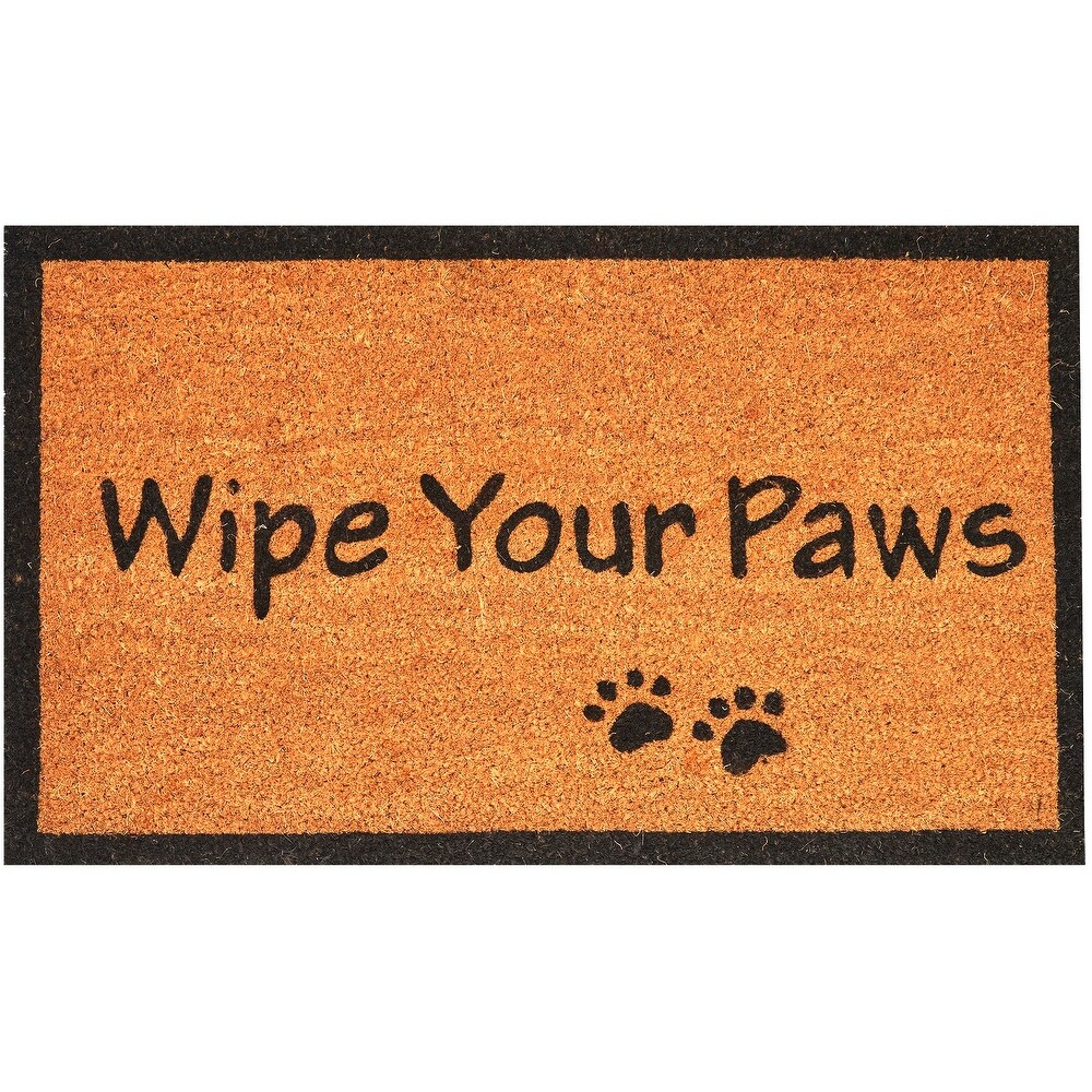 Wipe Your Paws Natural Coir Nonslip Welcome Door Mat for Dog Lovers 17 x 30 in 