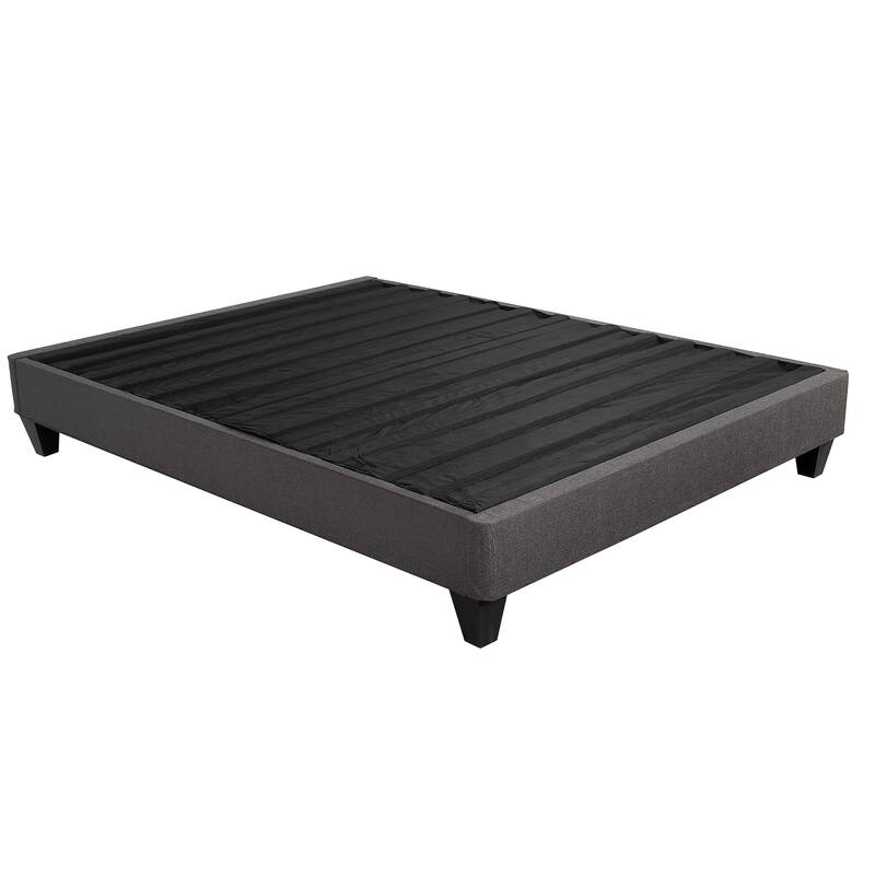 King Size Upholstered Platform Bed Frame Base in Dark Gray - Dark Gray