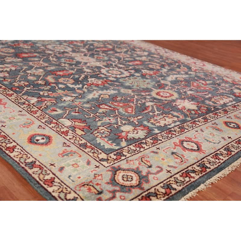 Blue Oushak Indian Area Rug Handmade Wool Carpet - 7'9"x 9'8"