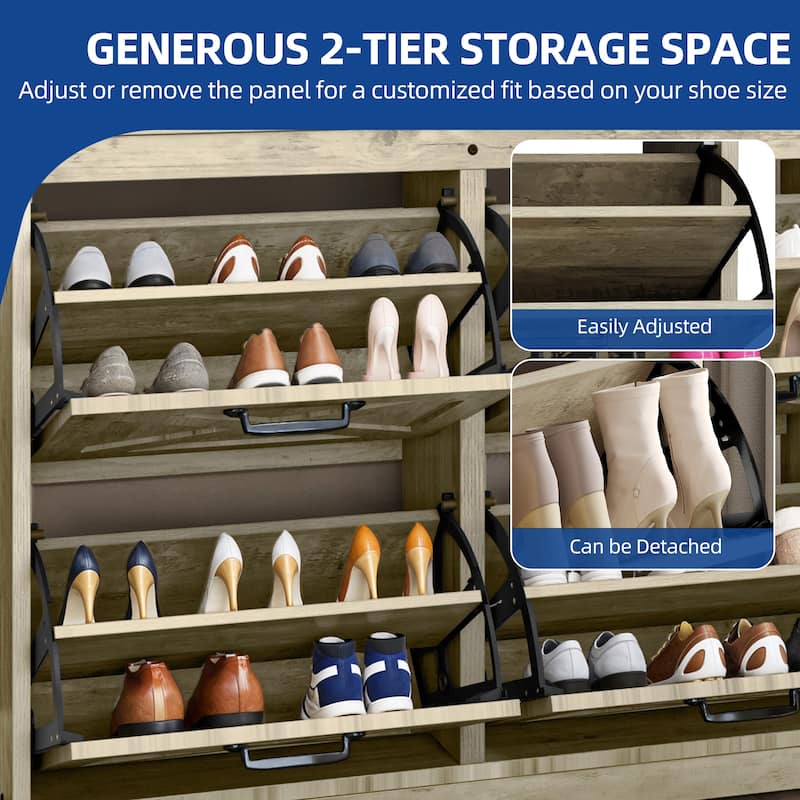 Moasis Shoe Storage Cabinet with 4 Flip Drawers, Narrow Shoes Rack Organizer for Entryway