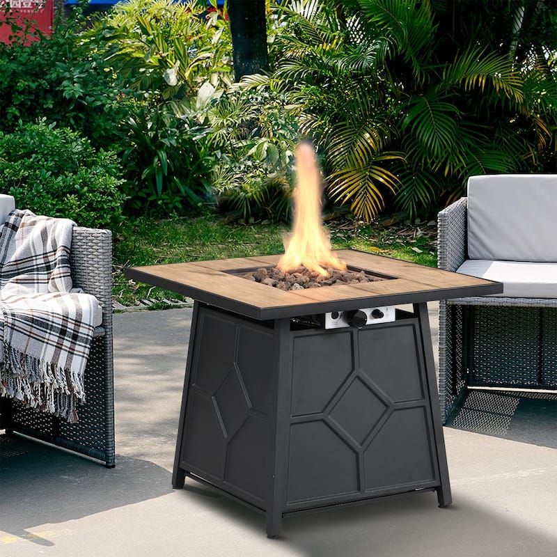 Clihome 23.62-inch Square 40,000 BTU Auto-Ignition Propane Gas Firepit