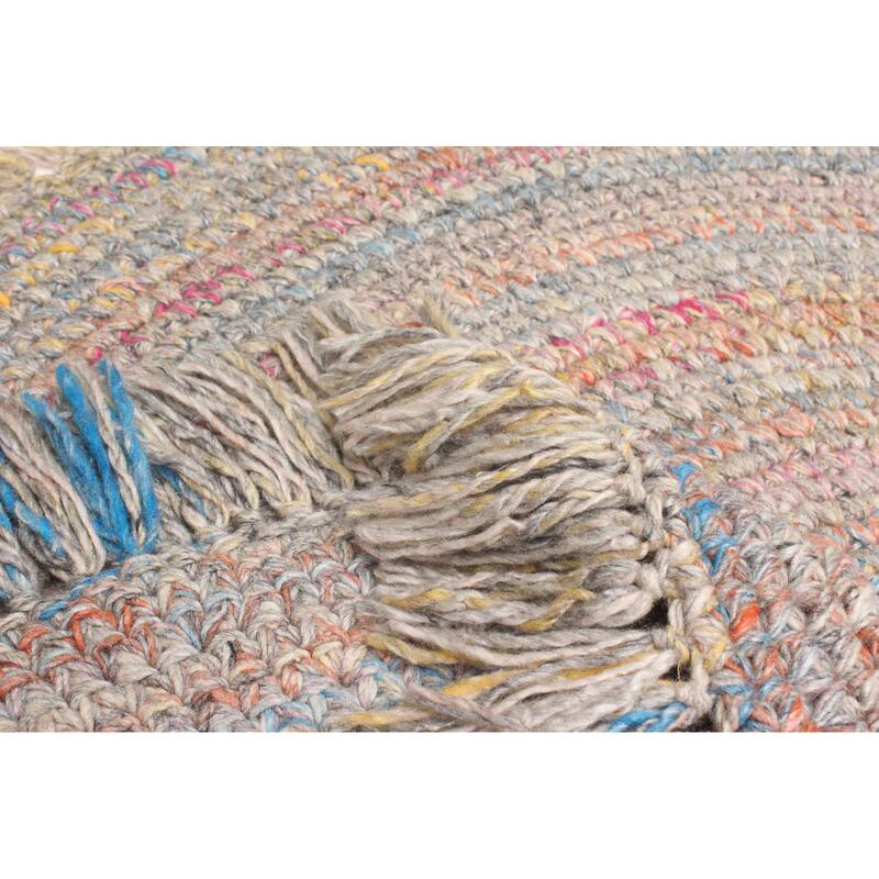 ECARPETGALLERY Braid weave Sienna Grey Wool Rug - 3'3 x 3'3