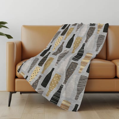 Premium Machine Washable ASB167 Wine Bottle Sherpa Throw Blanket