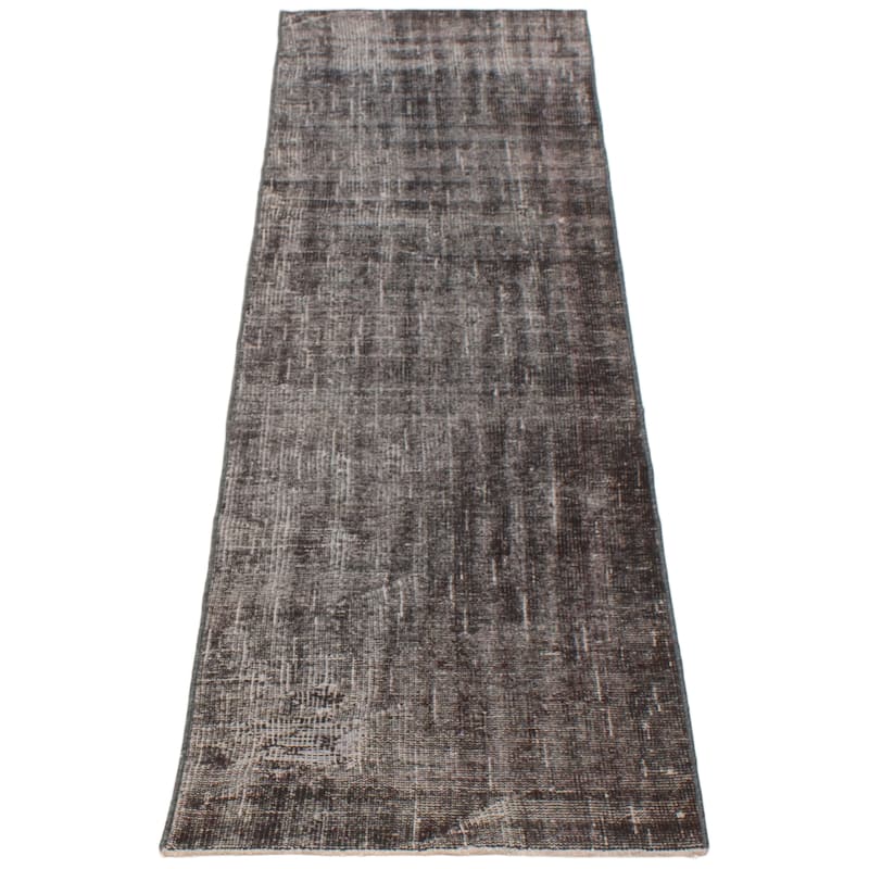 ECARPETGALLERY Hand-knotted Color Transition Black Wool Rug - 2'5 x 9'1