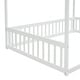 preview thumbnail 17 of 25, Minimalistic Style Full Size Wooden Canopy Frame Floor Bed with Fence and Guardrails, Grey
