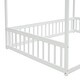 preview thumbnail 8 of 7, Minimalistic Style Full Size Wooden Canopy Frame Floor Bed with Fence and Guardrails, White