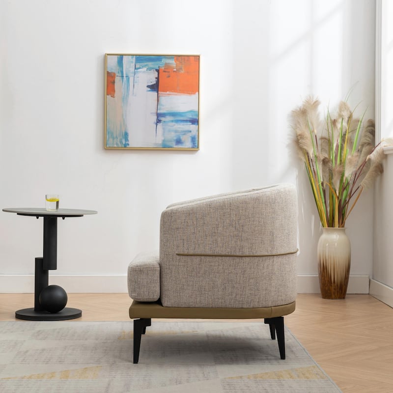 Modern Two-Tone Barrel Fabric Chair
