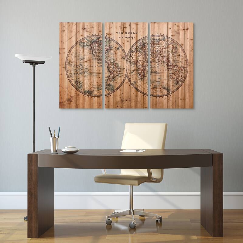 Empire Art - Cartography Fine Art Giclee Printed On Solid Fir Wood Planks