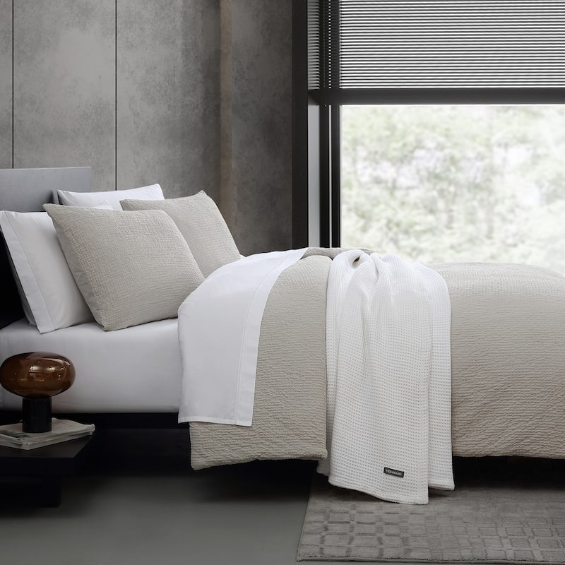 Vera Wang Puckered Texture Cotton Duvet Cover Set