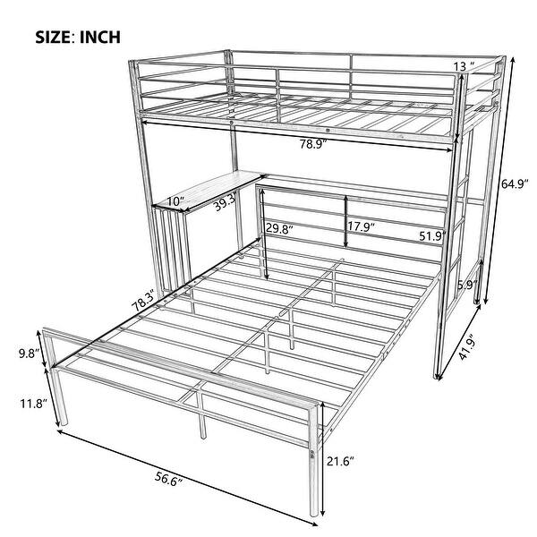 Twin Over Full Metal Bunk Bed with Desk and Twin Over Full Metal Bunk ...