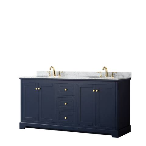 Avery 72-inch Double Vanity, Marble Top, Oval Sinks, No Mirror