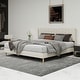 preview thumbnail 76 of 91, Caxkun Upholstered Platform Bed Frame with Wingback headboard Beige - King