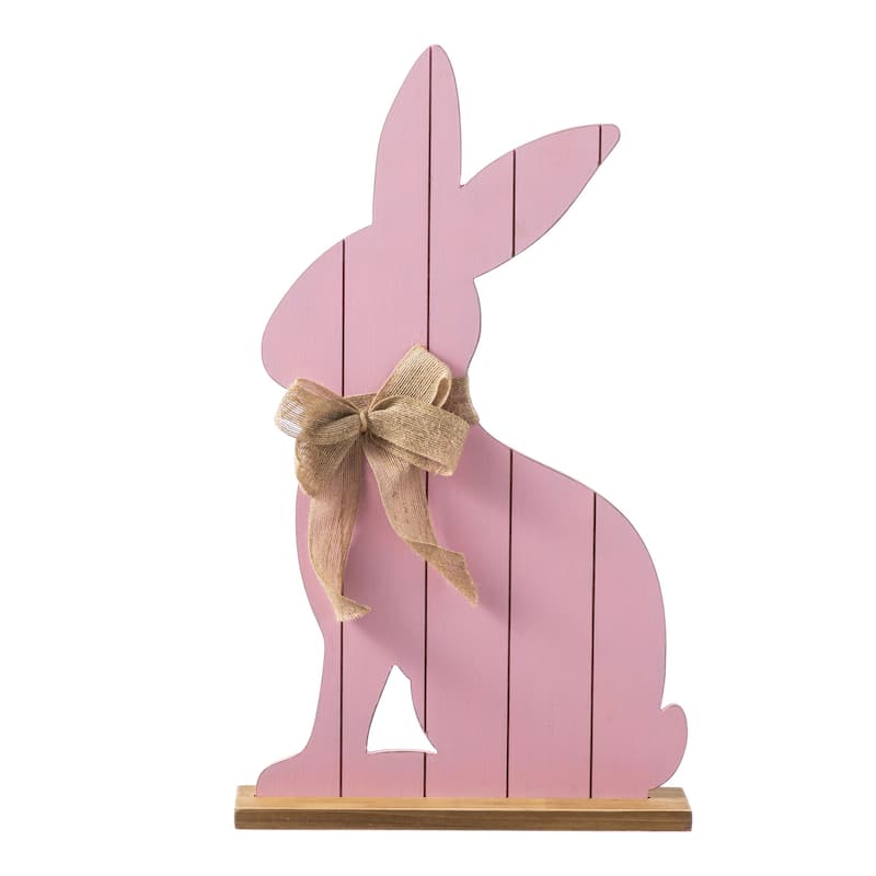 Glitzhome Easter Wooden Bunny Porch Decor Standing Rabbit Sign Decoration
