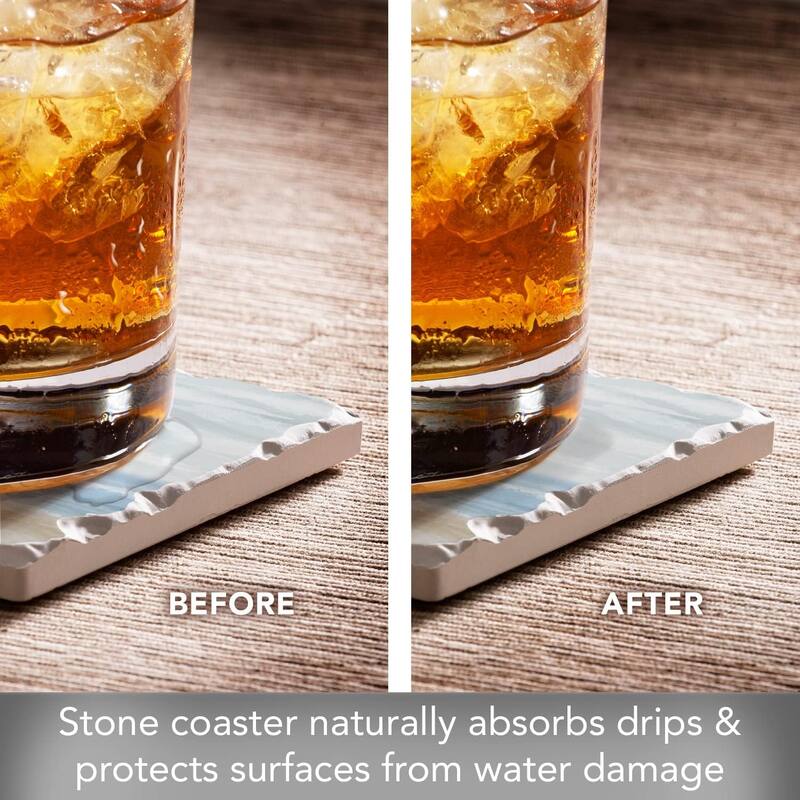 Absorbent Stone Tumbled Tile Coasters, Calm Sea, Set of 4