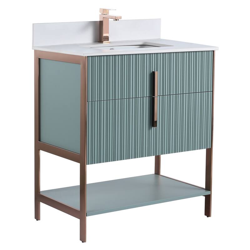 Fine Fixtures Serenity Modern Bathroom Vanity with White Stone Top