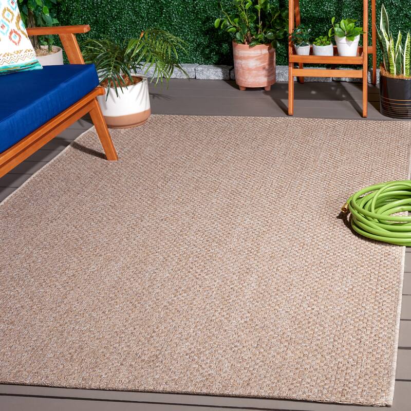 SAFAVIEH Sisal All Weather Tishie Indoor/Outdoor Waterproof Patio Backyard - 6'7" x 9'6" - Taupe