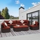 preview thumbnail 72 of 154, FINCATI Outdoor High-back Wicker Patio Sectional Set, 500 lbs Luxury Oversized Conversation Set, Spacious Couch Set 242000 - Burgundy