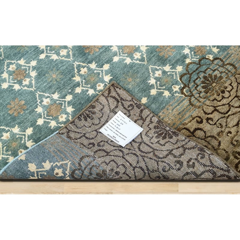 LoomBloom Teal Hand Knotted Transitional Oushak Wool Area Rug - 3' 10'' x 5' 11''