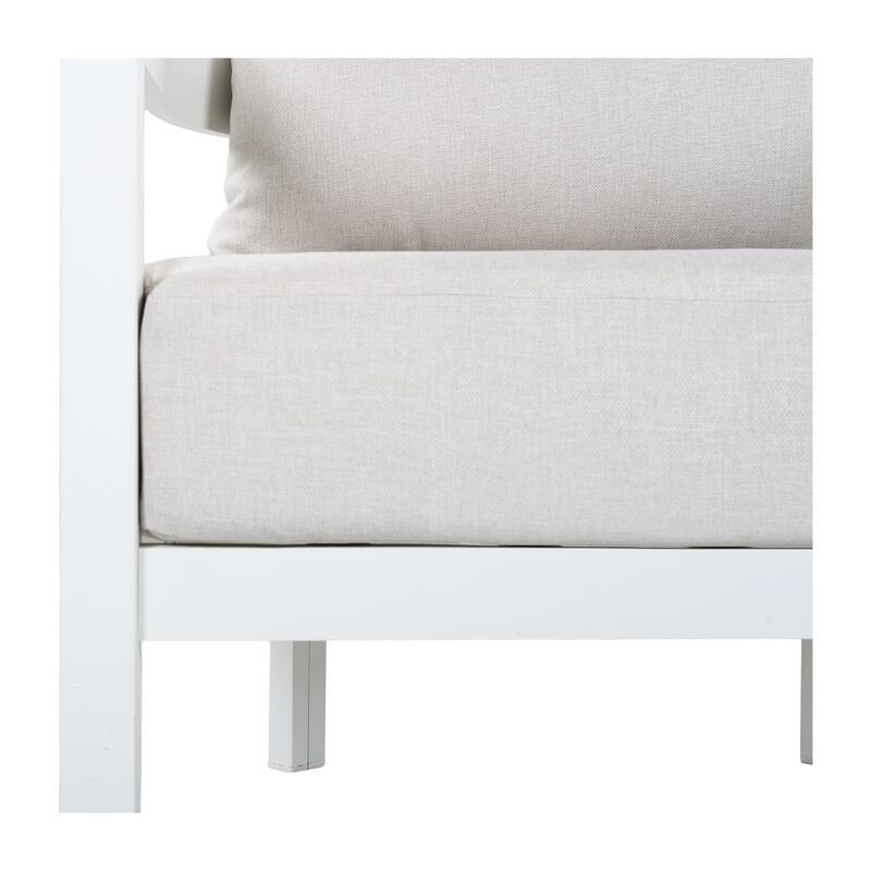 Christopher Knight Home - Modern 4-Piece Outdoor Aluminum Patio Conversation Set with Oval Glass Coffee Table & Cushions