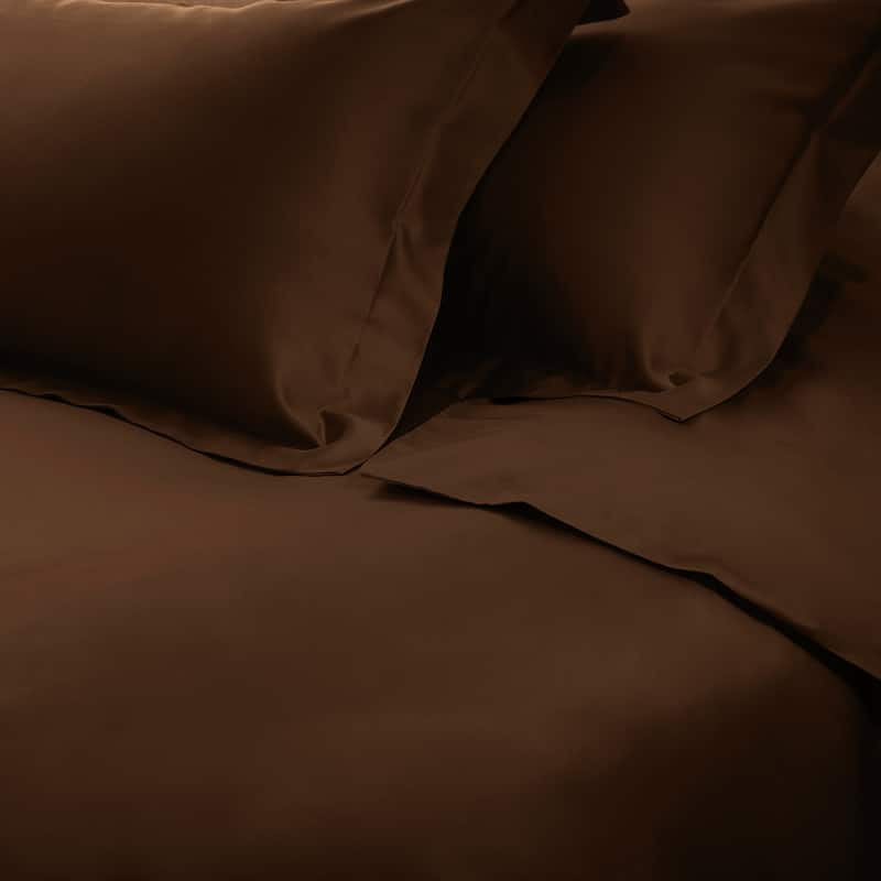 Superior Egyptian Cotton 650 Thread Count Solid Duvet Cover Set - Chocolate - Twin