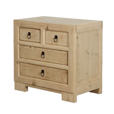 Capri Nightstand with 4 Drawers Weathered Natural Pine 28X18X27H