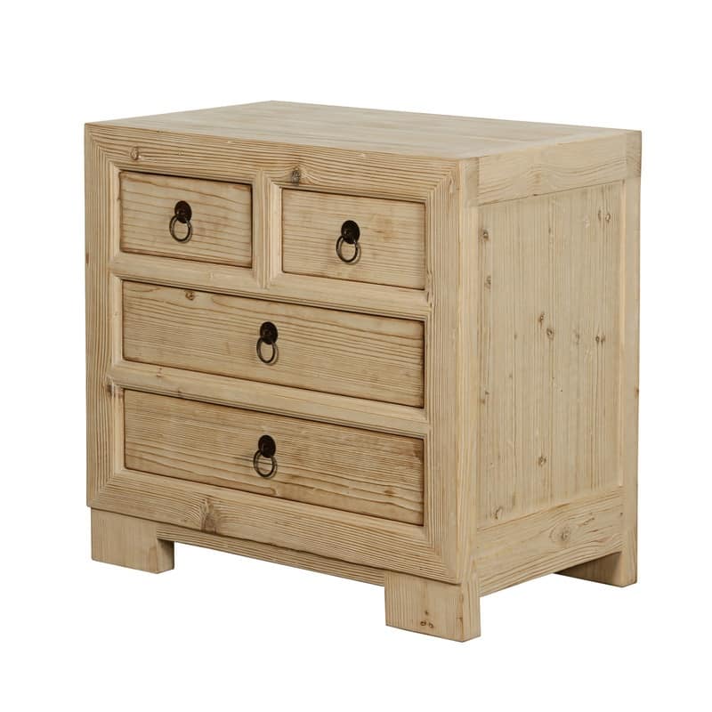 Capri Nightstand with 4 Drawers Weathered Natural Pine 28X18X27H
