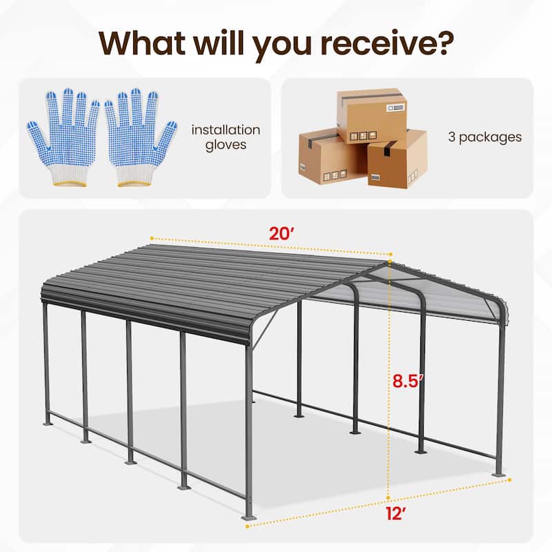 12x20 FT Metal Carports - 12x20 FT