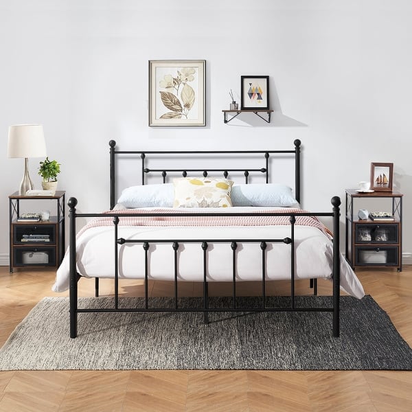 slide 2 of 29, Taomika 3-Pieces Modern Bedroom Sets with Black Bed Frame