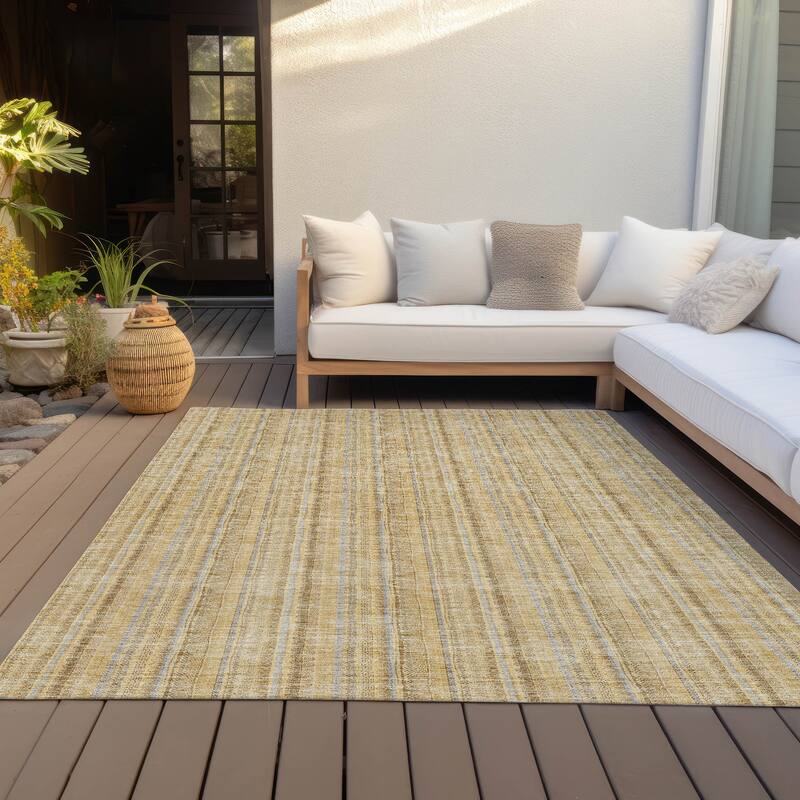 Machine Washable Indoor/ Outdoor Stripe Chantille Rug