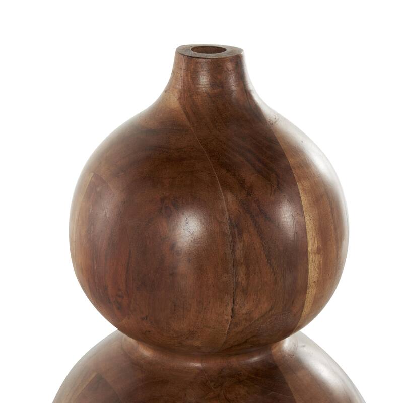 Brown Wood Bubble Decorative Vase with Natural Wood Grains