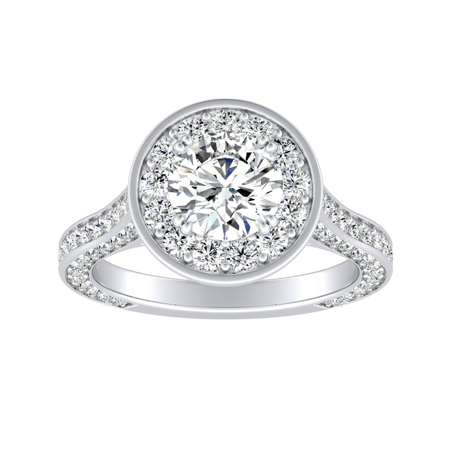 Auriya 14K Gold Lab Grown Diamond Round Three Sided Halo Engagement Ring 2.27 - 6.27ct. tw. (E-F, VS)