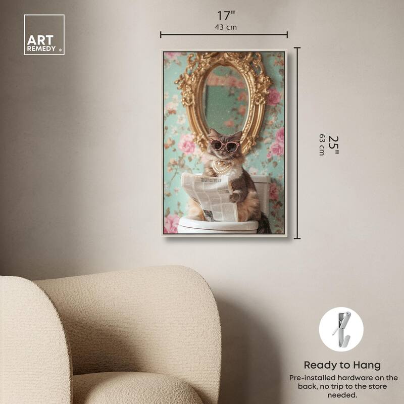Ornate Kitty Toilet Time Canvas by Art Remedy