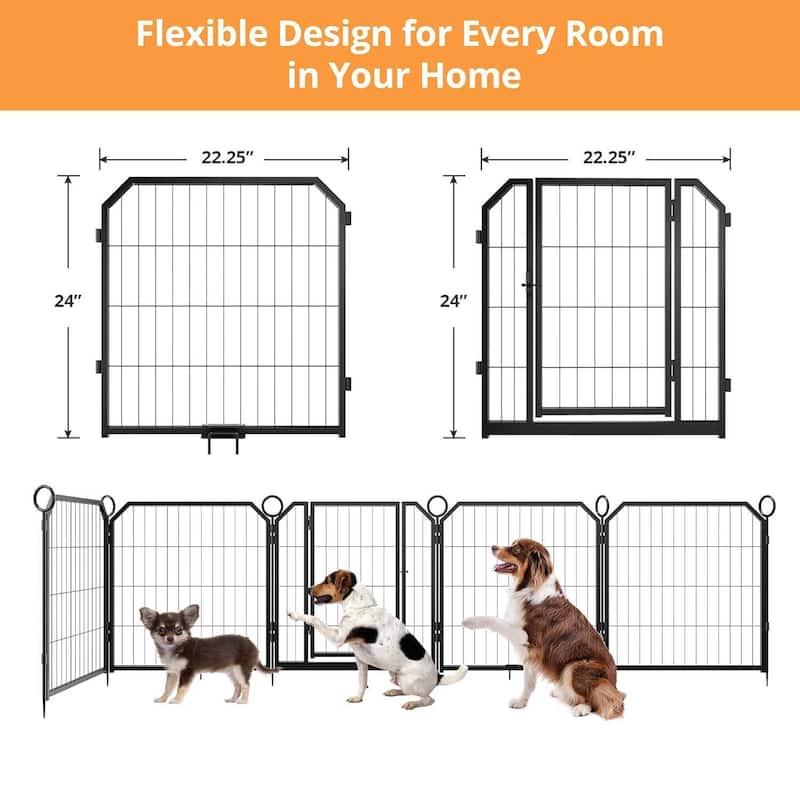 16 Panels 24 Inch Portable Dog Playpen and Pet Fence Indoor and Outdoor - 16 Pcs