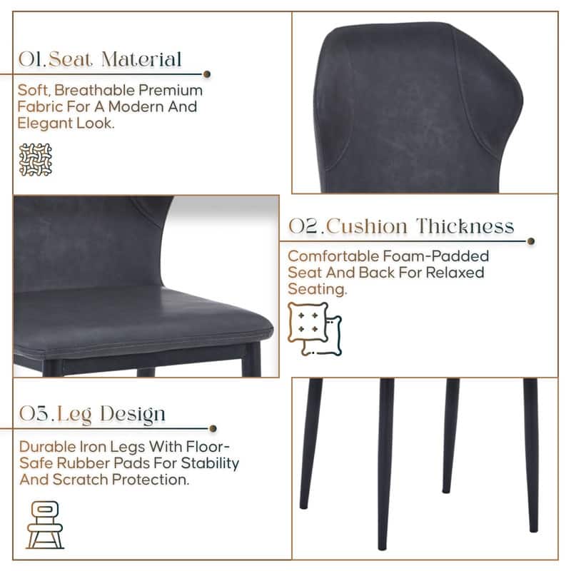 Mosaic Modern Upholstered Fabric Dining Chair with Metal Legs by LeisureMod