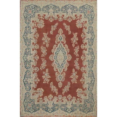 Hand Knotted Oriental 100% Wool Carpet Traditional Floral Oranges & Rust Kerman Area Rug - 12' 5'' X 9' 11''