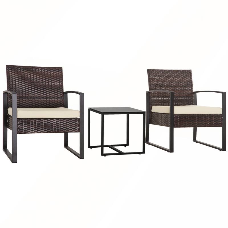 3 Piece Outdoor PE Wicker Furniture Set