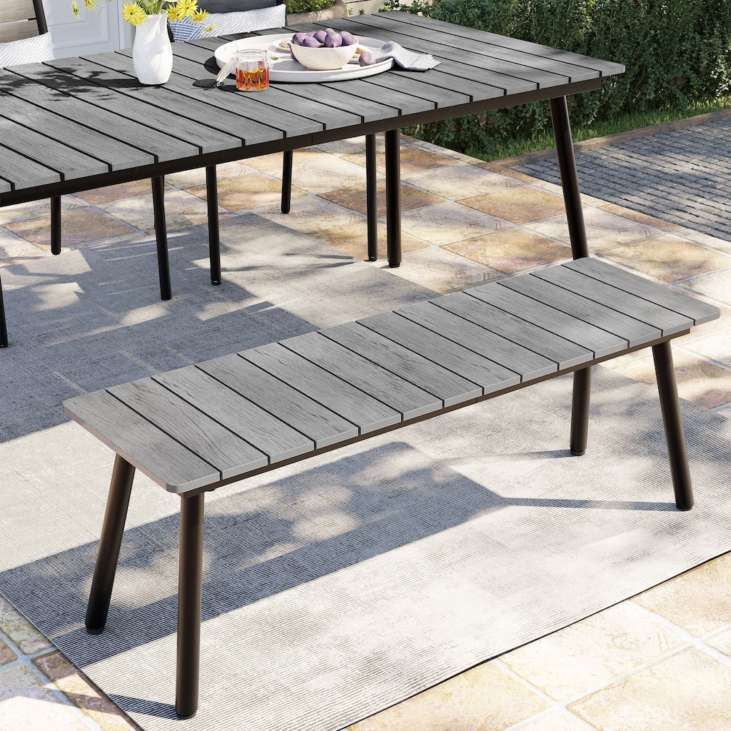 Pellebant Outdoor Aluminum Dining Bench - 49.5 in L x 14.9 in W x 17.5 in H